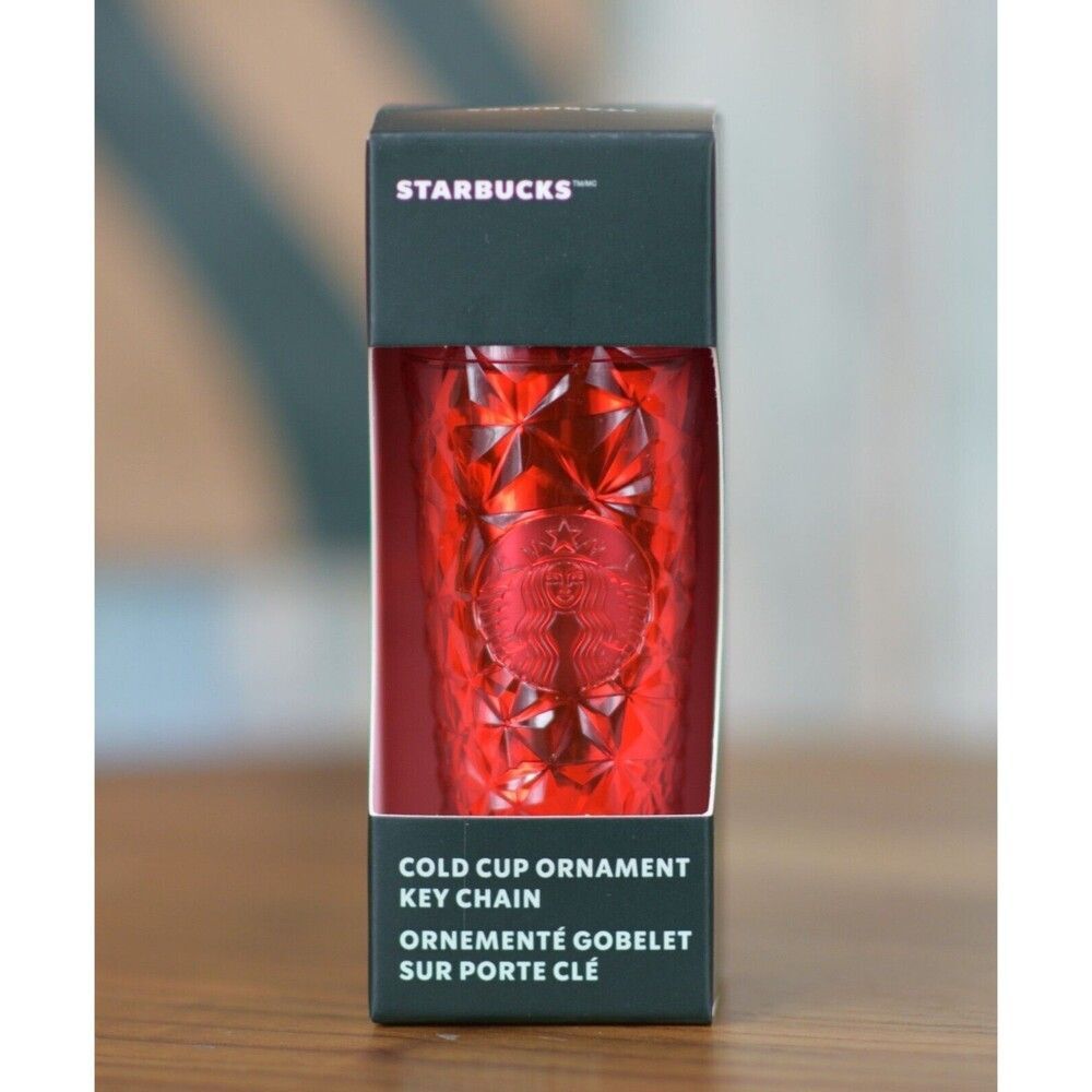 Starbucks Red Jeweled Cold Cup Keychain Shot Glass Storage Ornament NEW - Picture 1 of 4